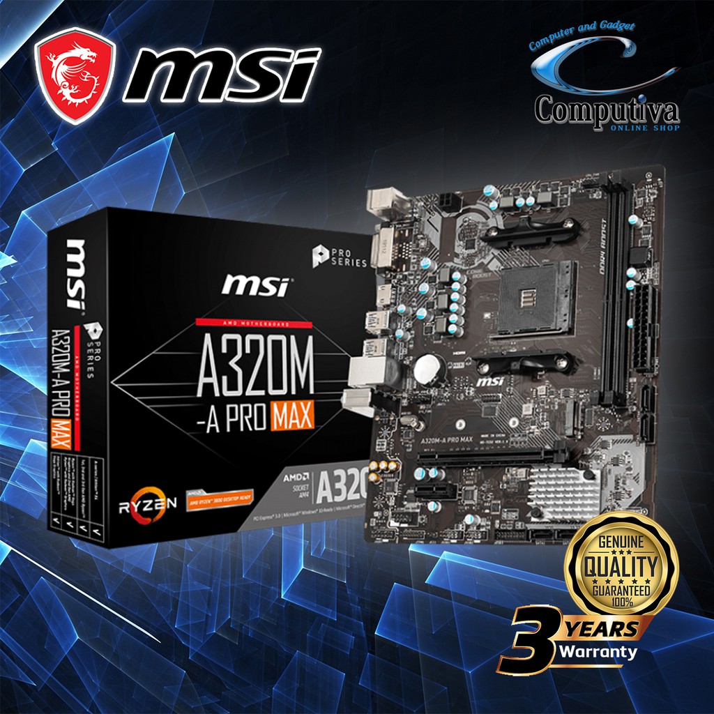MSI A320M-A PRO MAX (AM4, A320, DDR4)