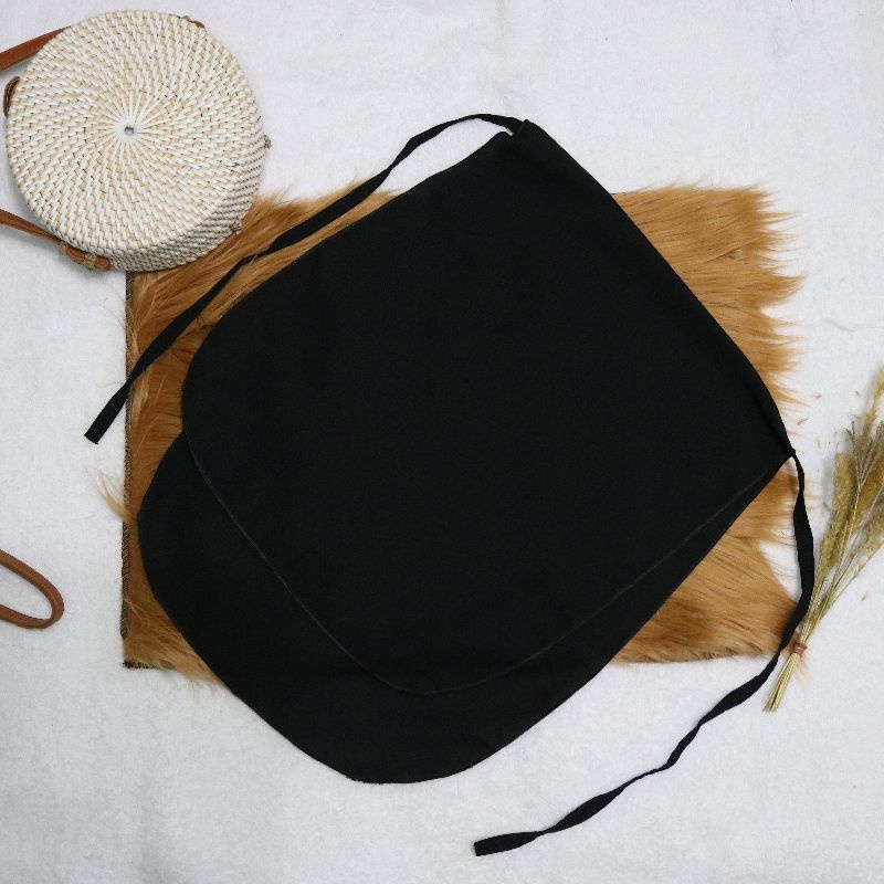 Cadar Khimar Dua Lapis/Layer Bahan Wolfis/Woolpeach-Hitam