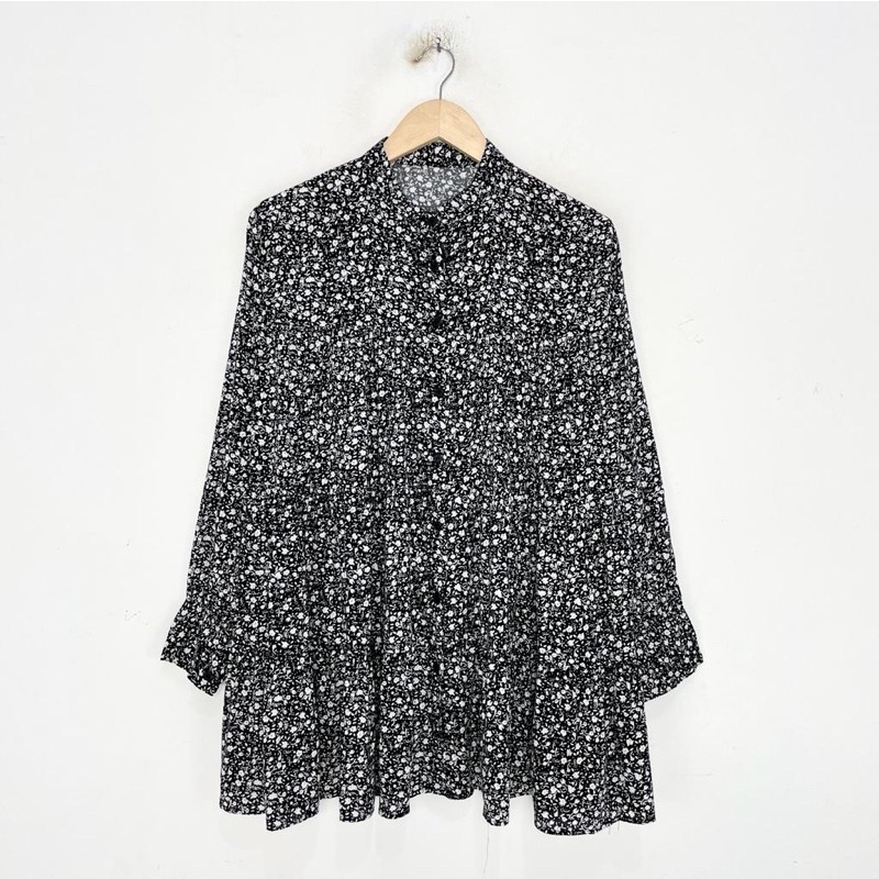 Kemeja Wanita Casual Lengan Panjang Model Longgar Versi Korea Motif / kemeja fazza fashion-Foto 7