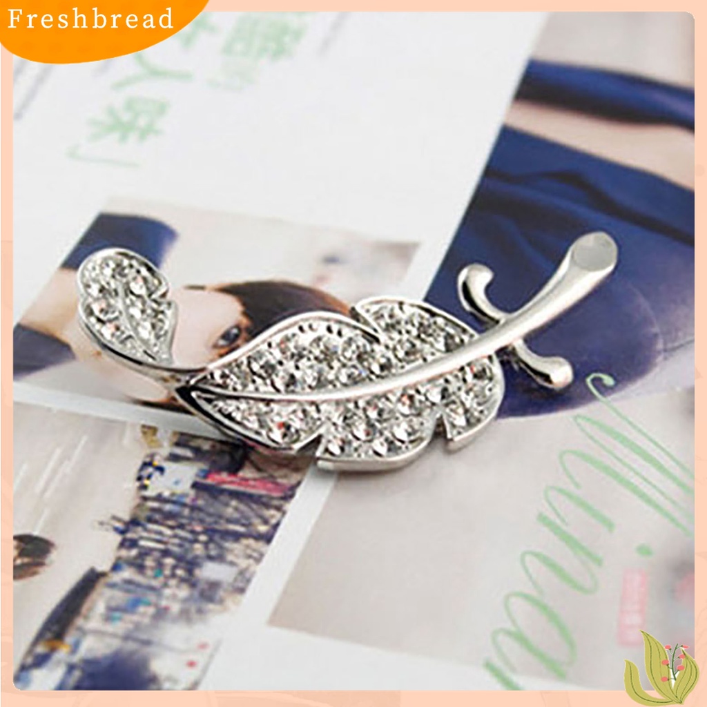 [ TERLARIS]Women Fashion Leaf Silver Tone Rhinestone Wedding Gift Brooch Pin