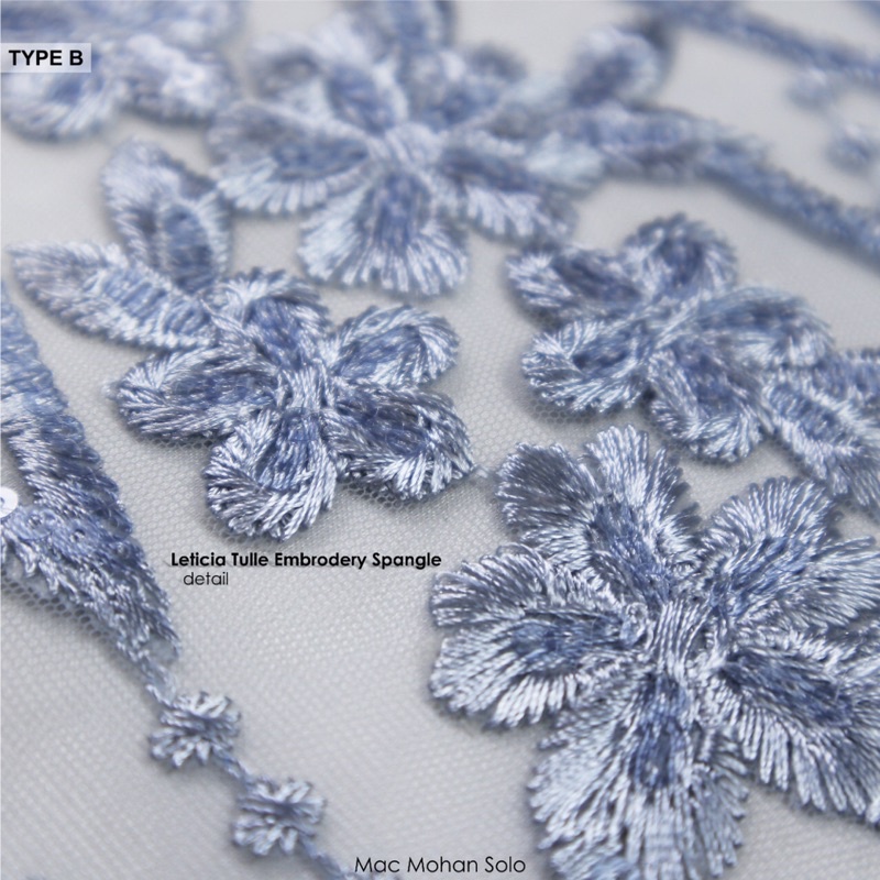 [NEW ARRIVAL] LETICIA TULLE EMBRODERY SPANGLE TYPE B NEW DESIGN PER 0.5M BY MACMOHAN TILE BEADINGS PAYET TERBARU