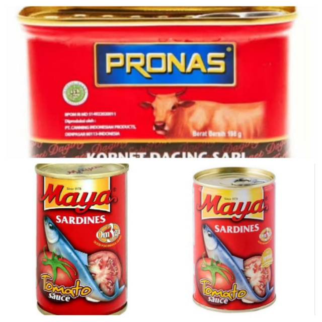 

Kornet Pronas 198 gram, Sarden Maya 425 gram, 155 gram