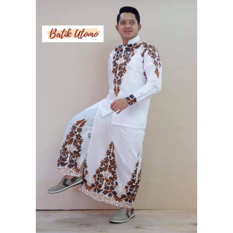 Batik Modern Setelan Koko Celana Sarung Akhwan