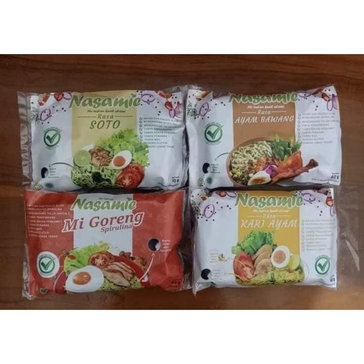 

NASAMIE/NASAMIE DENGAN SPIRILUNA/MIE SEHAT NASA/NASAMIE AYAM BAWANG/NASAMIE GORENG/NASAMIE KARI/NASAMIE SOTO