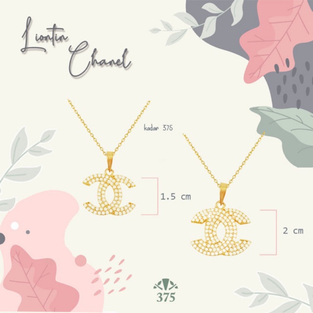 Liontin chanel MEDIUM emas asli kadar 375