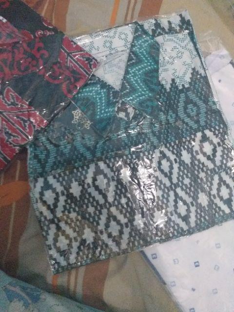 Trolistore Grosir Kemeja Batik Pria Cowok Motif Ketigo Merah Biru Hijau Seragam Batik Mrh Pekalongan