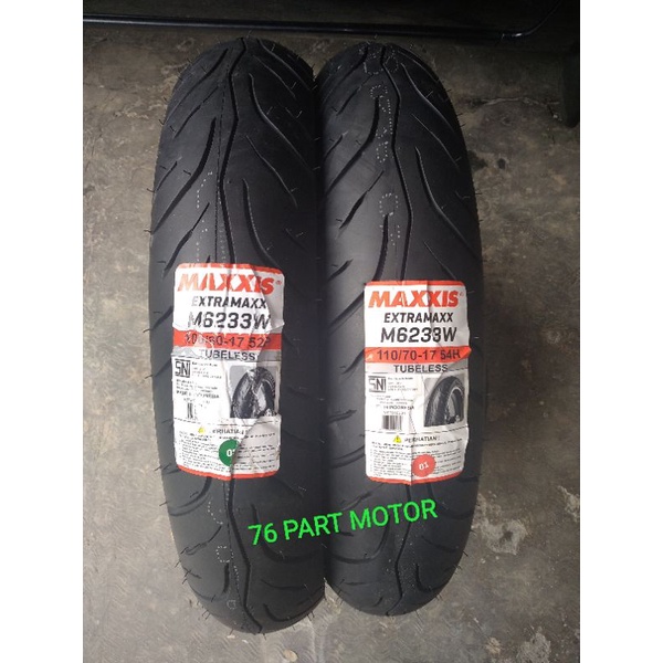 PAKET BAN TUBELESS  MAXXIS EXTRAMAXX 100/80 .17 &amp; 110/70 . 17  FREE PENTIL