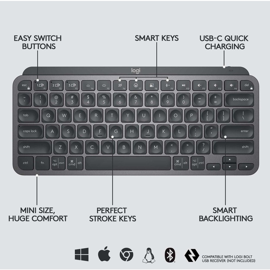 Original Logitech MX Keys Mini Wireless Illuminated Keyboard