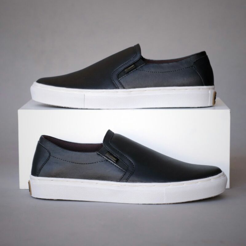 sepatu kulit asli original cevany mori slip on kasual pria gaul