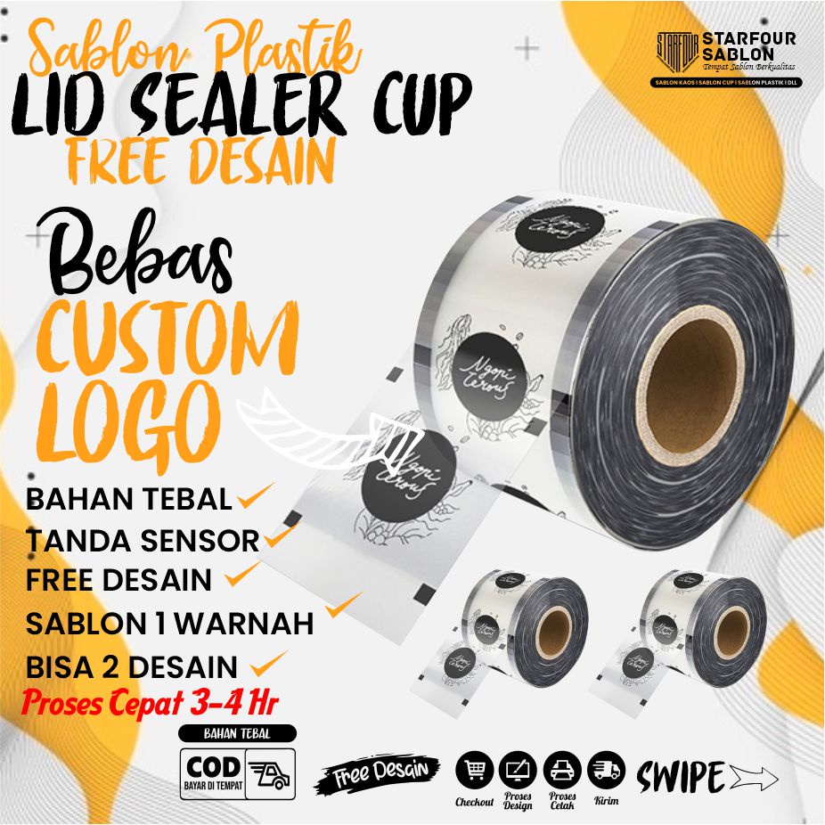 Jual Custom Lid Cup Sealer Sablon Tutup Gelas Plastik Cup Cetak