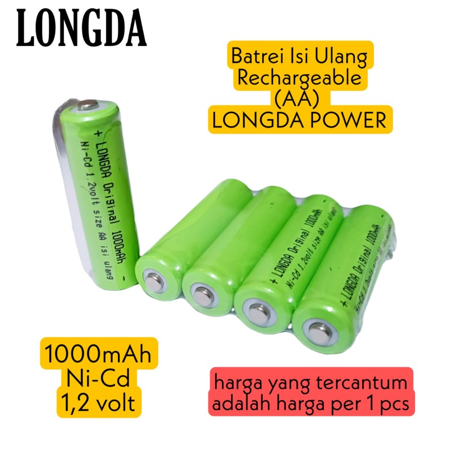 Baterai Isi Ulang Rechargeable AA dan AAA LONGDA POWER 1,2Volt Original 1pcs