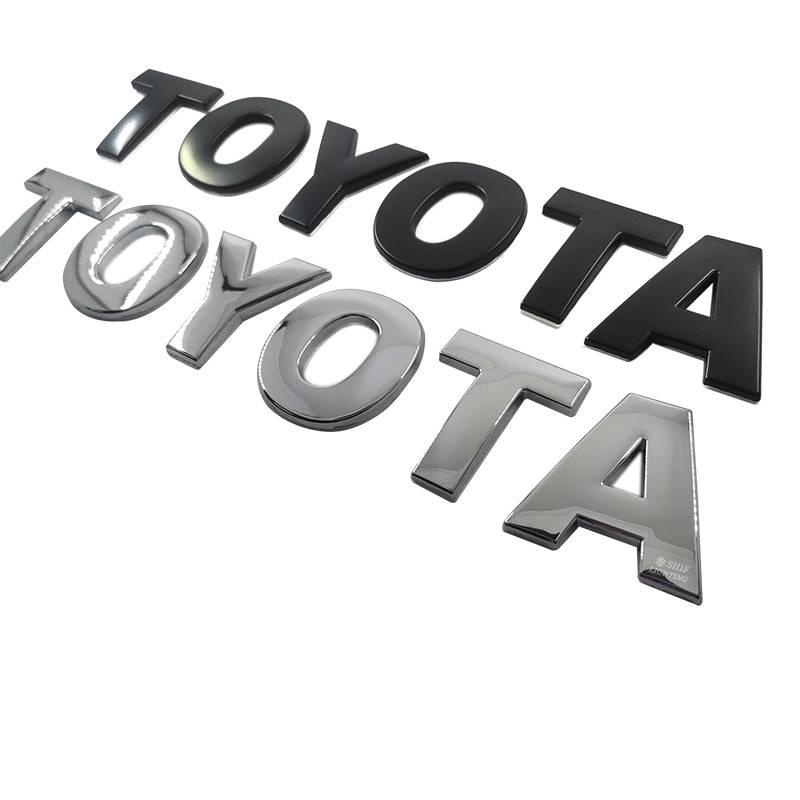 TOYOTA Hood Emblem DIY Letter 45mm Chrome/Black Car Decals Stickers
