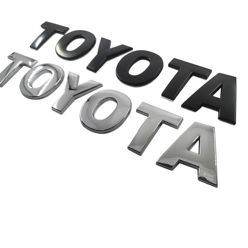 TOYOTA Hood Emblem DIY Letter 45mm Chrome/Black Car Decals Stickers