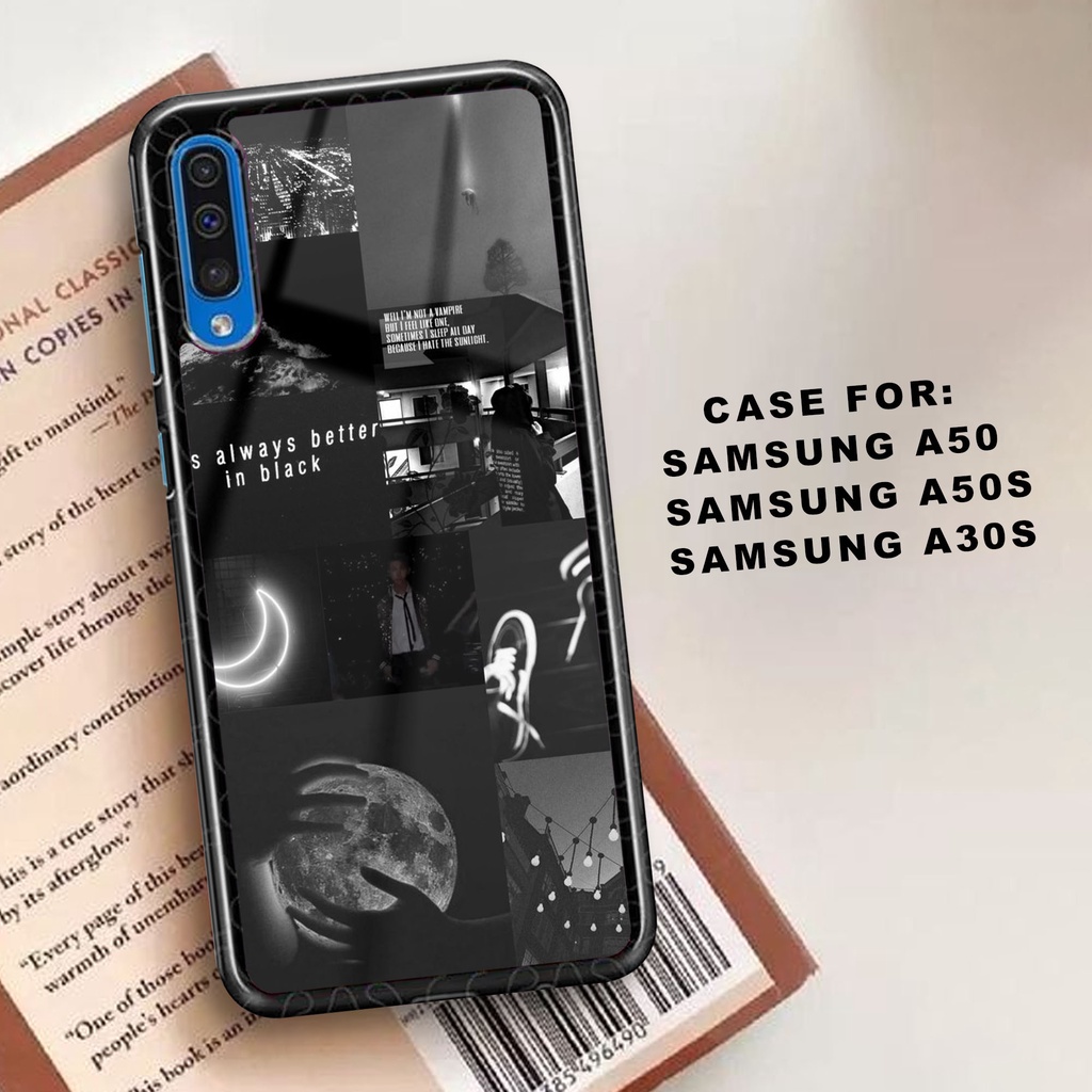 Case Samsung A50 A50S A30S Motif BLACK AESTHETIC Casing Hardcase 2D Glossy