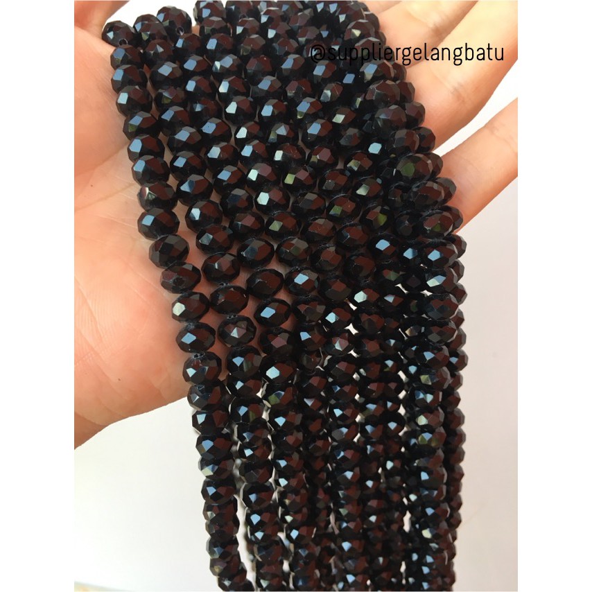 Crystal Ceko Doff 8mm HITAM aksesoris beads manik grosir gelang kalung perlengkapan merangkai hias