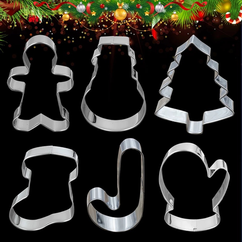 5 Pcs / 1 Set Cetakan Pemotong Kue Bahan Stainless Steel Tema Natal