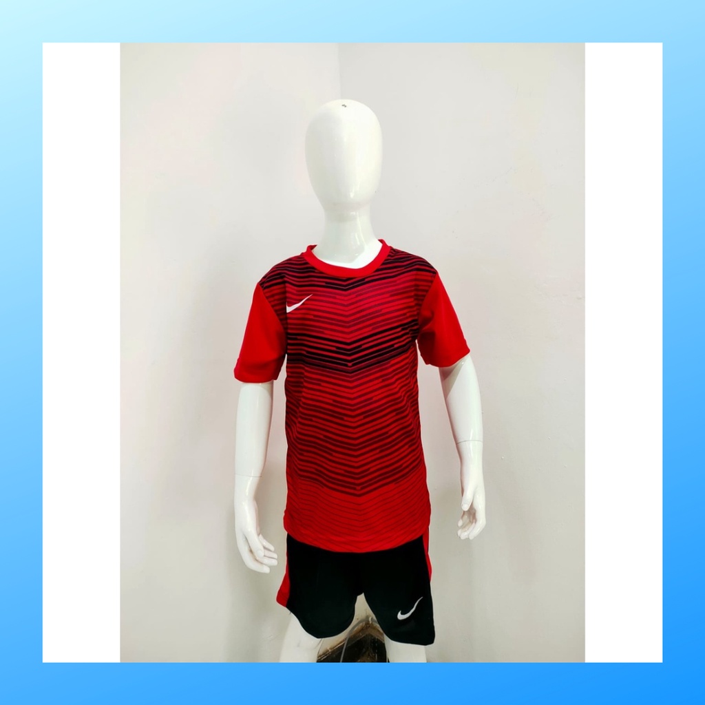 Kaos futsal anak laki-laki ST.NK155 merah jersey sepak bola baju celana setelan jersy perempuan stelan t-shirt custom outfit seragam kostum olahraga casual print suit pakaian jarsey oblong apparel sport jersi soccer