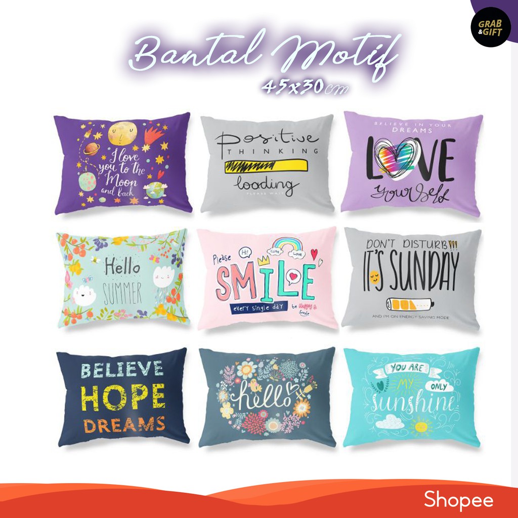 Bantal Tidur Anak Print Motif Quote 45X30 cm Motivasi Quotes