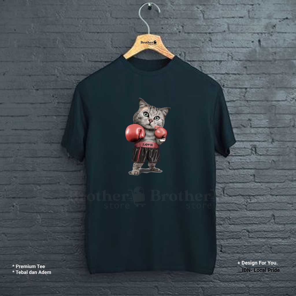 BROTHERSTORE - Kaos Distro Pria - KAOS COWOK CEWEK - Kaos Kata Kata - Boxing Cat Premium