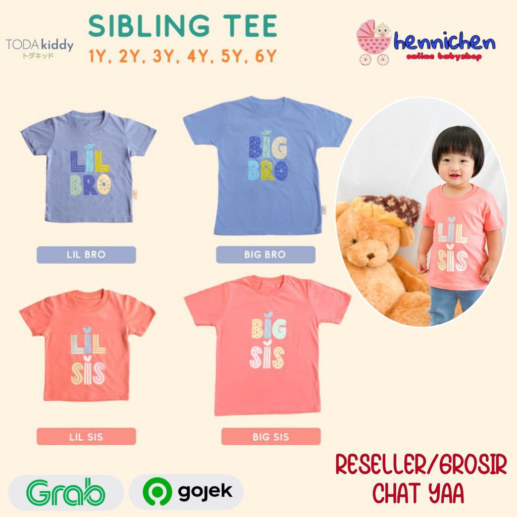 PROMO KAOS ANAK SIBLING TEE LIL SIS LIL BRO KAOS ANAK UNISEX LUCU 1-6 TAHUN