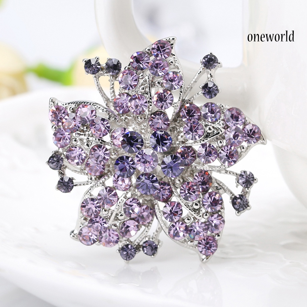 OW@ Badge Pin Elegant Creative Flower Shaped Flower Jewelry Brooch for Gift