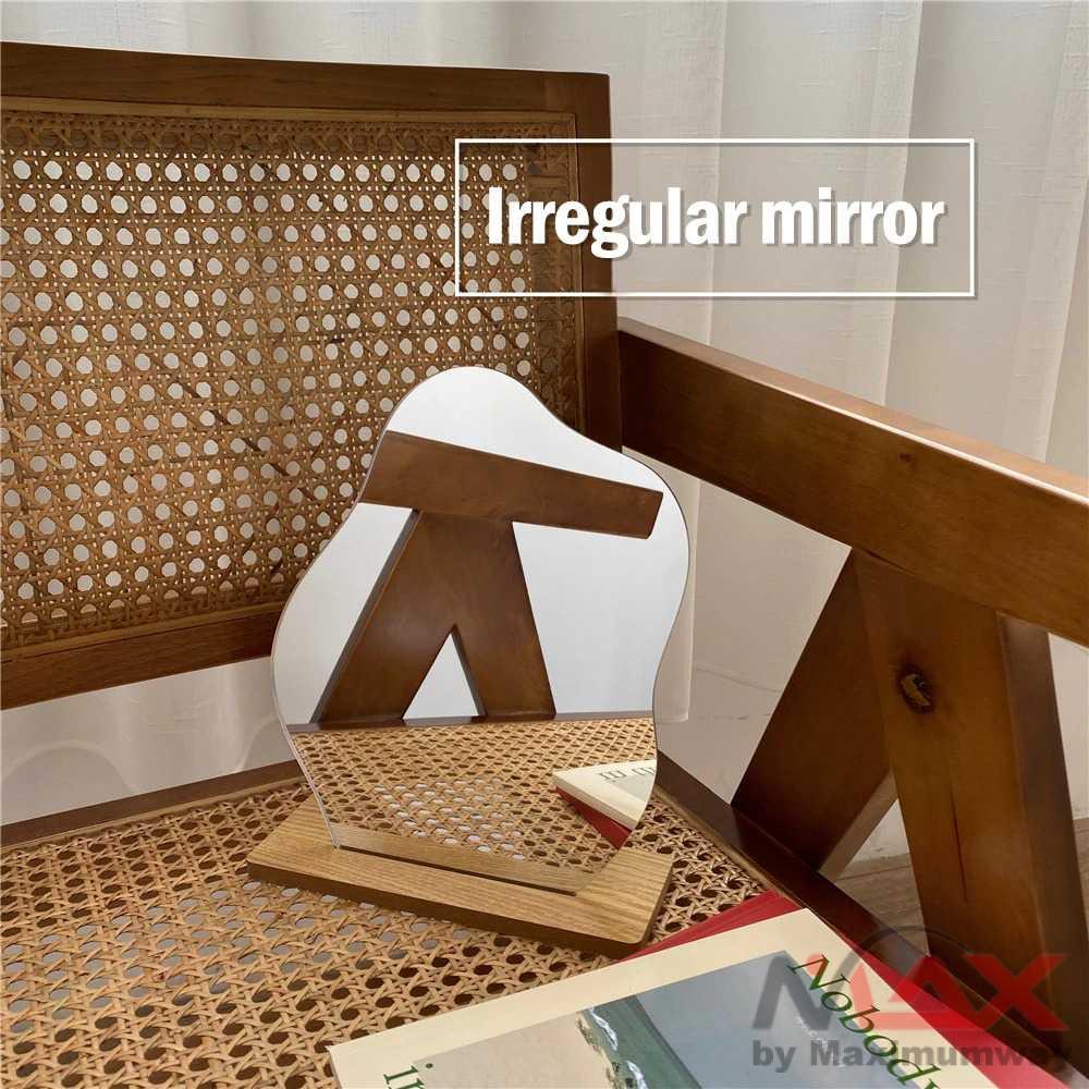 Cermin Meja Kaca Make Up Mirror Bentuk unik dan elegant minimalis modern Korean Style irregullar Cermin Tidak Teratur Sederhana Cermin Makeup Desktop Rumah Dekorasi Akrilik Cermin Berdiri Korean style Makeup Mirror Ins Irregular Acrylic Decorative Mirror