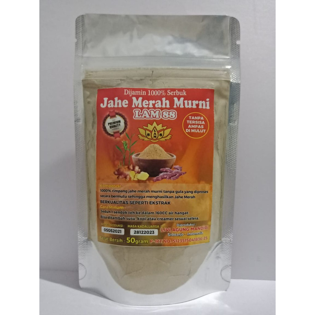 

jahe merah murni tanpa gula dan ampas esktrak jahe merah lam 88 50gram