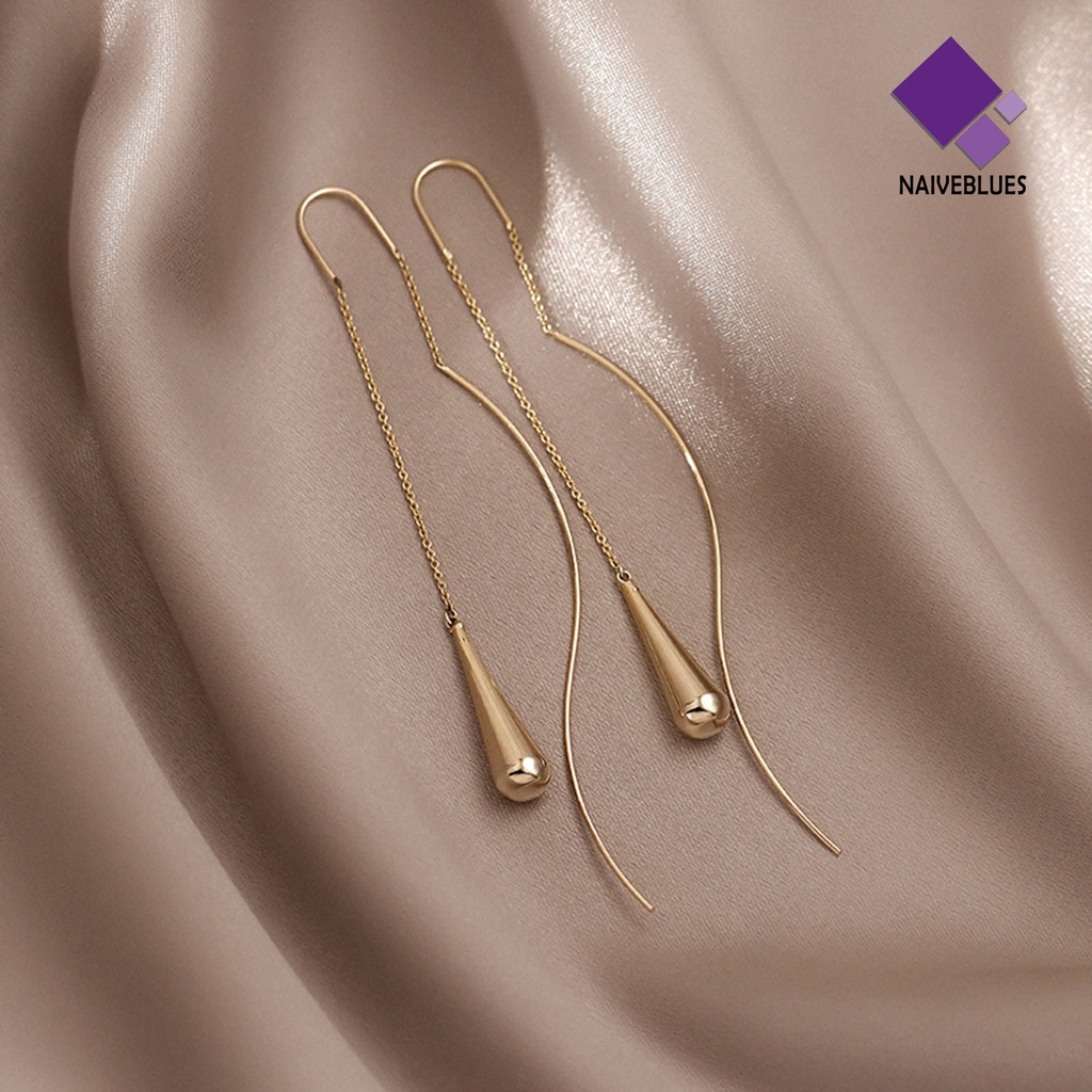 1 Pasang Anting Gantung Panjang Model Geometri Elegan Untuk Wanita