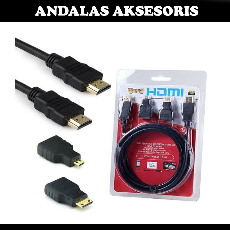 kabel hdmi 3 in 1 panjang 1.5m