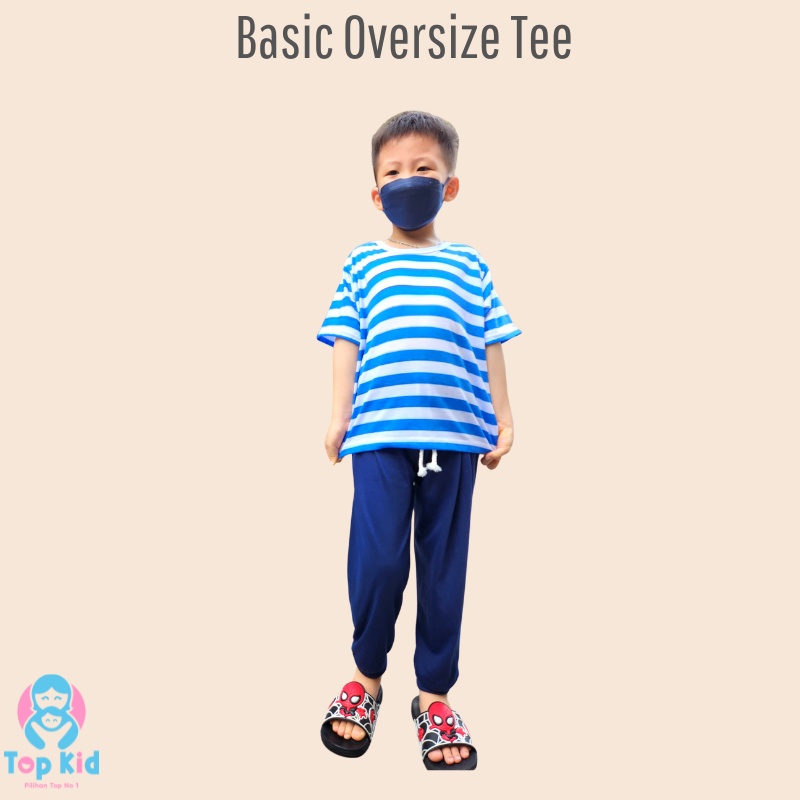 Kaos Anak Cowok Garis Garis Oversize Atasan Anak Laki Salur Oversize Stripe 2 - 9 Tahun