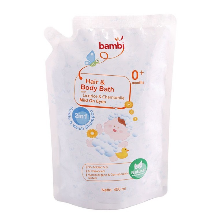 Bambi Baby Hair &amp; Body Bath 2in1 Refill 450ml