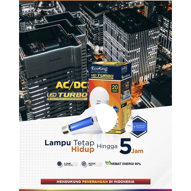 Lampu Emergency. Lampu Darurat. Lampu Ecoking LED TURBO 20 watt