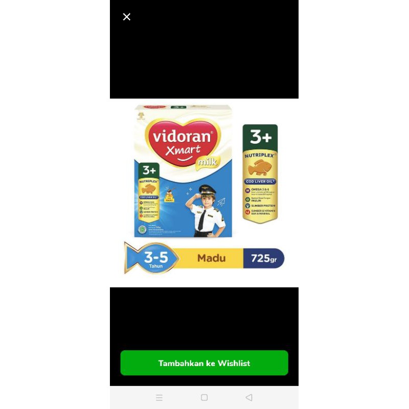 vidoran xmart 3+ vanila/madu 725 gram
