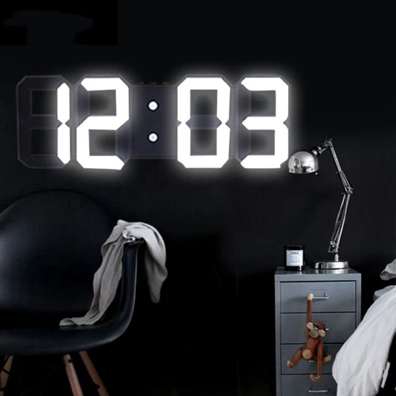 Jam Meja / Dinding Digital 3D Clock LED Aesthetic USB Minimalis - Taffware Moseko TS-S60-W