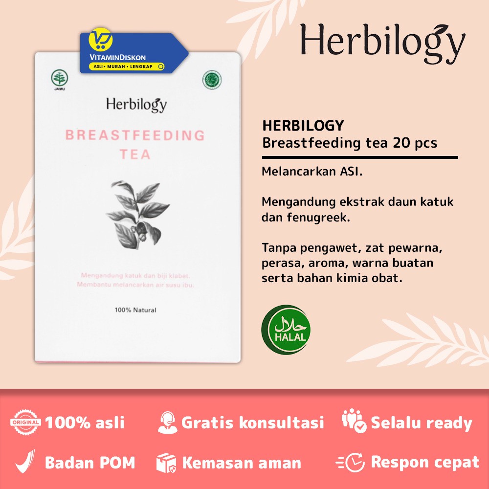 Herbilogy Breastfeeding Tea | Teh Herbal Untuk Melancarkan Asi  BPOM 20 Pcs/Box
