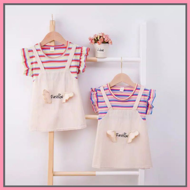Jumsuit Fashion Import motif pelangi Atasan anak perempuan 1-4 tahun / Baju anak cewek lucu