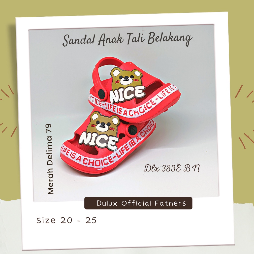 MD 79 - Sandal Baim Anak Tali Belakang Motif Beruang NICE / Sandal Anak Laki Perempuan Terbaru