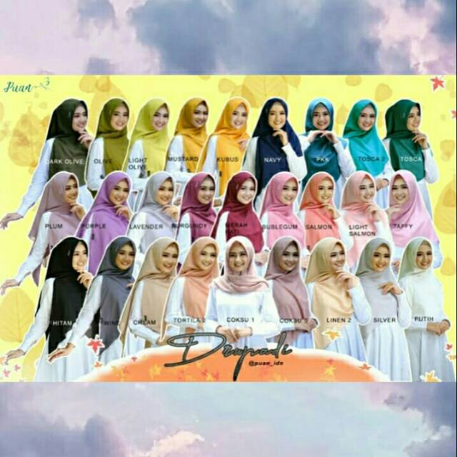 Jilbab segitiga instan drupadi Puan/ jilbab instan puan / drupadi puan segiempat instan