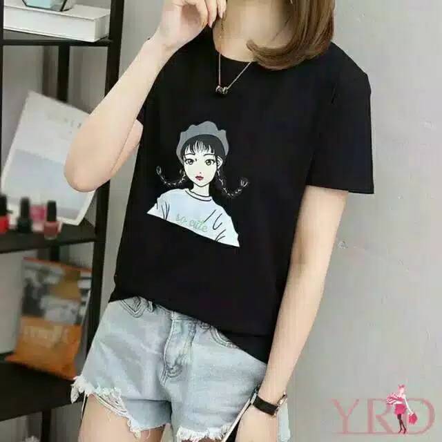 Fourfashion T-shrit kaos wanita SO CUTE TERBARU bhn spandex