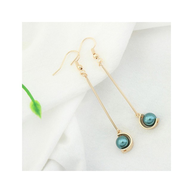 LRC Anting Gantung Fashion Champagne Imitation Pearl Decorated Color Y5749