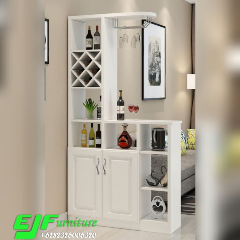 partisi penyekat ruangan minimalis jepara model terbaru warna putih mewah