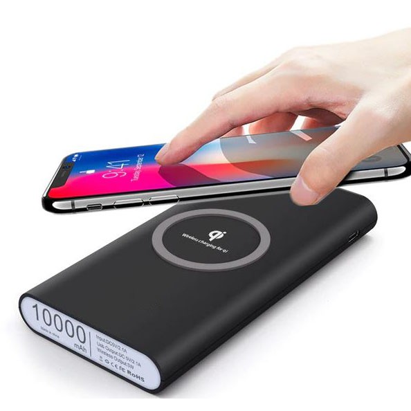 Power Bank Qi Wireless Charging Pad 2 Port 2.1A 10000mAh - 042 - OMWB3GBK Black