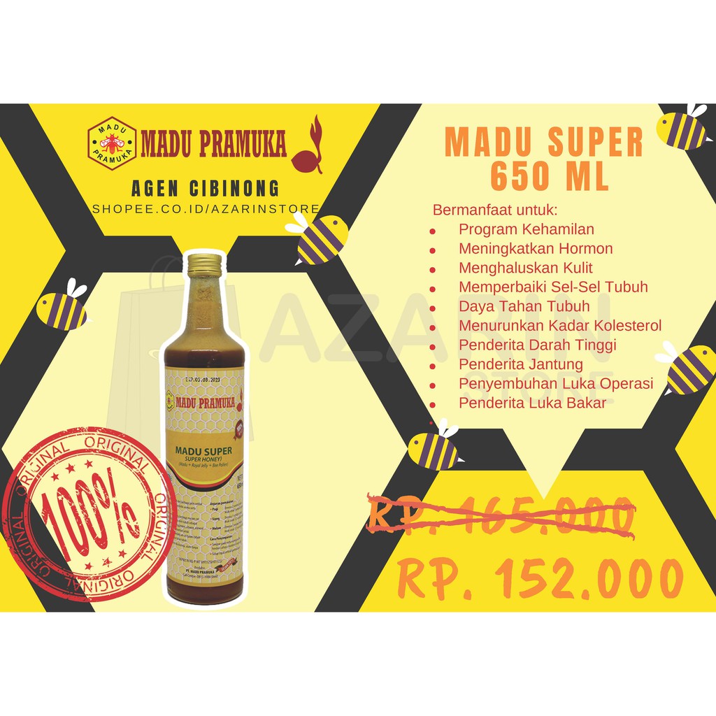 

Madu Pramuka Madu Super 650 ml (Madu + Pollen + Royal Jelly) Asli *Diskon Harga Agen