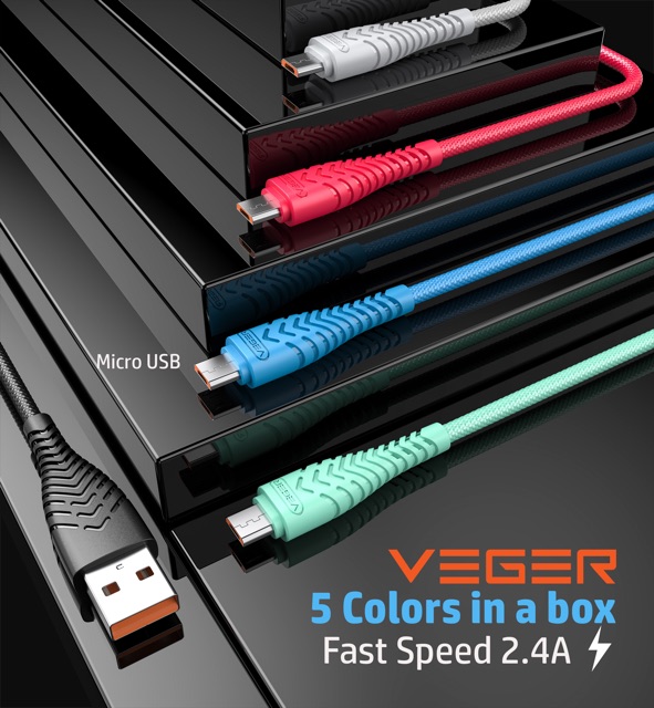 KABEL DATA MICRO V110 VEGER KALENG 2.4A FAST CHARGING PER PCS