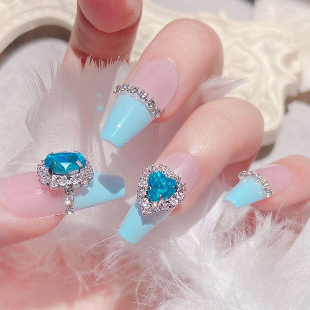 R-flower Nail Art Diamond Kristal Zircon Mewah Berbentuk Hati