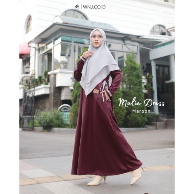Gamis Malia dress size XS-XL ori Wanoja busana muslim busui