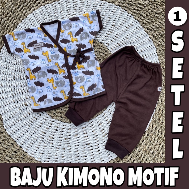 PREMIUM QUALITY 1 Stel Baju Bayi Newborn Kimono polos Lengan Pendek DNW BABY