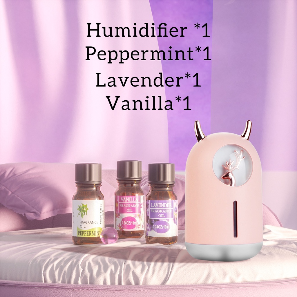 [endear]100% ORI cute Bear Humidifier 600ML Essential Oil Diffuser Aroma Terapi Pengharum Ruangan-Pink *1+OIL*3