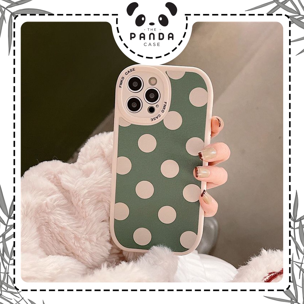 [TPC] Phone Case IPHONE 6 6S 7 8 PLUS X XS MAX XR 11 12 13 PRO MAX Green Polkadot Casing Lucu Korean IP025