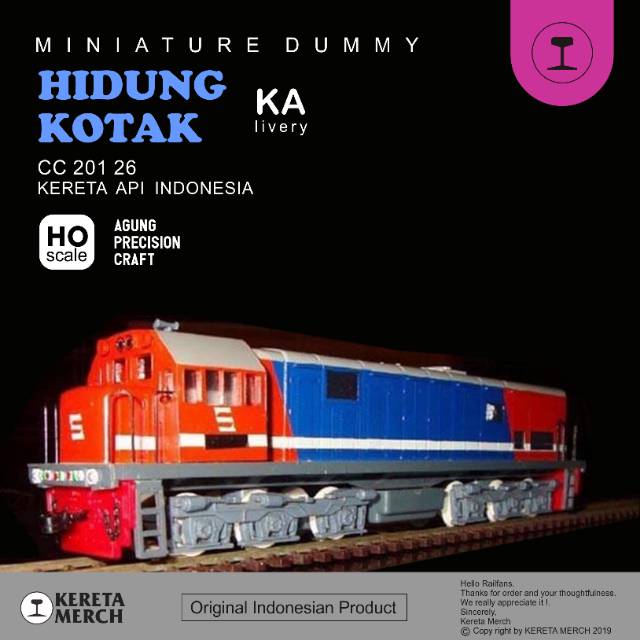 MINIATUR KERETA API INDONESIA MAINAN LOKOMOTIF ANAK DIECAST MAKET SEPUR CC 201 26 AGUNG CRAFT HOBI